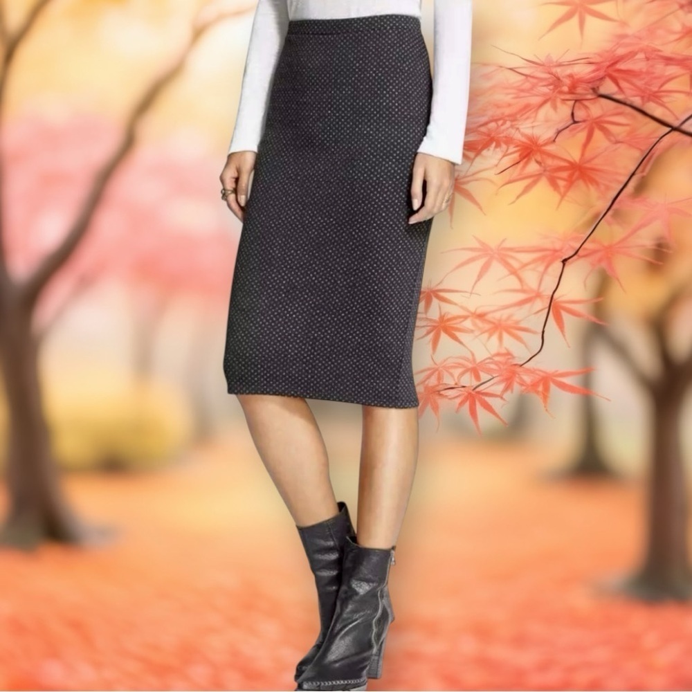 Free People ‘Ludlow’ Black & Gray Dot Knit Pencil Skirt Size Medium